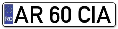 Placuta inmatriculare numar auto  AR-60-CIA, AR 60 CIA, AR60CIA