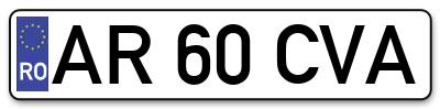 Placuta inmatriculare numar auto  AR-60-CVA, AR 60 CVA, AR60CVA