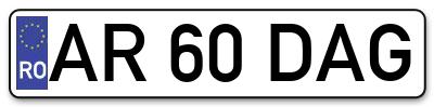 Placuta inmatriculare numar auto  AR-60-DAG, AR 60 DAG, AR60DAG