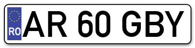 Placuta inmatriculare numar auto  AR-60-GBY, AR 60 GBY, AR60GBY