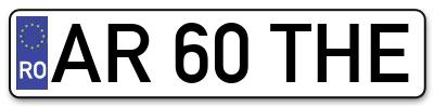Placuta inmatriculare numar auto  AR-60-THE, AR 60 THE, AR60THE