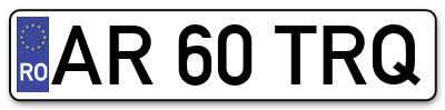 Placuta inmatriculare numar auto  AR-60-TRQ, AR 60 TRQ, AR60TRQ