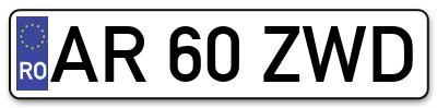 Placuta inmatriculare numar auto  AR-60-ZWD, AR 60 ZWD, AR60ZWD