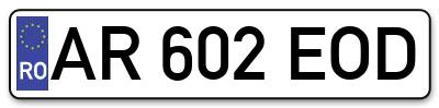 Placuta inmatriculare numar auto  AR-602-EOD, AR 602 EOD, AR602EOD
