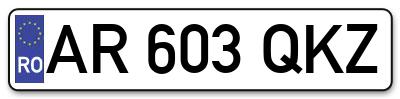 Placuta inmatriculare numar auto  AR-603-QKZ, AR 603 QKZ, AR603QKZ