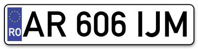 Placuta inmatriculare numar auto  AR-606-IJM, AR 606 IJM, AR606IJM