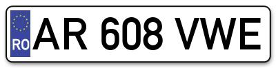 Placuta inmatriculare numar auto  AR-608-VWE, AR 608 VWE, AR608VWE