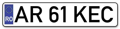 Placuta inmatriculare numar auto  AR-61-KEC, AR 61 KEC, AR61KEC