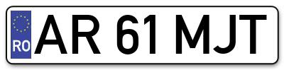 Placuta inmatriculare numar auto  AR-61-MJT, AR 61 MJT, AR61MJT