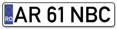 Placuta inmatriculare numar auto  AR-61-NBC, AR 61 NBC, AR61NBC
