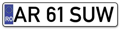 Placuta inmatriculare numar auto  AR-61-SUW, AR 61 SUW, AR61SUW