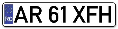 Placuta inmatriculare numar auto  AR-61-XFH, AR 61 XFH, AR61XFH