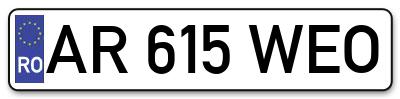 Placuta inmatriculare numar auto  AR-615-WEO, AR 615 WEO, AR615WEO