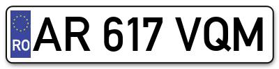 Placuta inmatriculare numar auto  AR-617-VQM, AR 617 VQM, AR617VQM