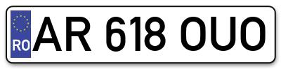 Placuta inmatriculare numar auto  AR-618-OUO, AR 618 OUO, AR618OUO