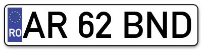 Placuta inmatriculare numar auto  AR-62-BND, AR 62 BND, AR62BND