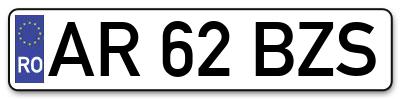 Placuta inmatriculare numar auto  AR-62-BZS, AR 62 BZS, AR62BZS