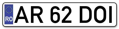 Placuta inmatriculare numar auto  AR-62-DOI, AR 62 DOI, AR62DOI