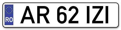 Placuta inmatriculare numar auto  AR-62-IZI, AR 62 IZI, AR62IZI