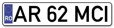 Placuta inmatriculare numar auto  AR-62-MCI, AR 62 MCI, AR62MCI