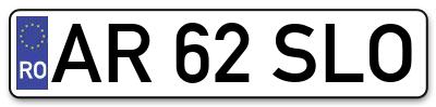 Placuta inmatriculare numar auto  AR-62-SLO, AR 62 SLO, AR62SLO