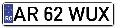 Placuta inmatriculare numar auto  AR-62-WUX, AR 62 WUX, AR62WUX