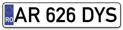 Placuta inmatriculare numar auto  AR-626-DYS, AR 626 DYS, AR626DYS