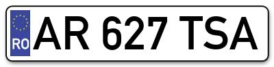 Placuta inmatriculare numar auto  AR-627-TSA, AR 627 TSA, AR627TSA