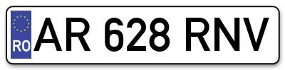 Placuta inmatriculare numar auto  AR-628-RNV, AR 628 RNV, AR628RNV