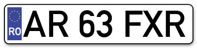 Placuta inmatriculare numar auto  AR-63-FXR, AR 63 FXR, AR63FXR