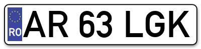 Placuta inmatriculare numar auto  AR-63-LGK, AR 63 LGK, AR63LGK