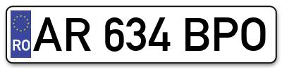 Placuta inmatriculare numar auto  AR-634-BPO, AR 634 BPO, AR634BPO