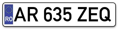 Placuta inmatriculare numar auto  AR-635-ZEQ, AR 635 ZEQ, AR635ZEQ