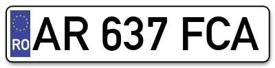 Placuta inmatriculare numar auto  AR-637-FCA, AR 637 FCA, AR637FCA