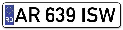 Placuta inmatriculare numar auto  AR-639-ISW, AR 639 ISW, AR639ISW