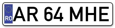 Placuta inmatriculare numar auto  AR-64-MHE, AR 64 MHE, AR64MHE