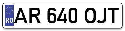Placuta inmatriculare numar auto  AR-640-OJT, AR 640 OJT, AR640OJT