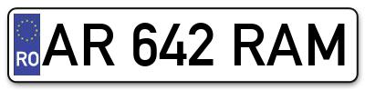 Placuta inmatriculare numar auto  AR-642-RAM, AR 642 RAM, AR642RAM