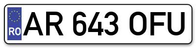 Placuta inmatriculare numar auto  AR-643-OFU, AR 643 OFU, AR643OFU