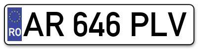 Placuta inmatriculare numar auto  AR-646-PLV, AR 646 PLV, AR646PLV