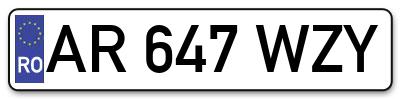 Placuta inmatriculare numar auto  AR-647-WZY, AR 647 WZY, AR647WZY