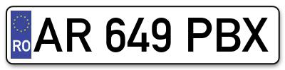 Placuta inmatriculare numar auto  AR-649-PBX, AR 649 PBX, AR649PBX