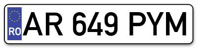Placuta inmatriculare numar auto  AR-649-PYM, AR 649 PYM, AR649PYM
