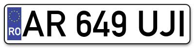 Placuta inmatriculare numar auto  AR-649-UJI, AR 649 UJI, AR649UJI