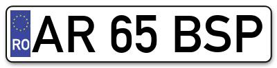 Placuta inmatriculare numar auto  AR-65-BSP, AR 65 BSP, AR65BSP