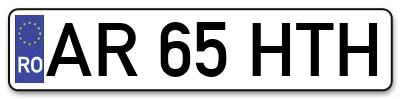 Placuta inmatriculare numar auto  AR-65-HTH, AR 65 HTH, AR65HTH