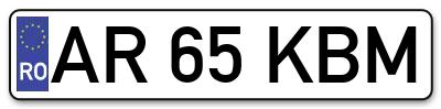 Placuta inmatriculare numar auto  AR-65-KBM, AR 65 KBM, AR65KBM