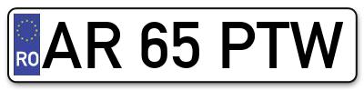 Placuta inmatriculare numar auto  AR-65-PTW, AR 65 PTW, AR65PTW