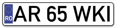 Placuta inmatriculare numar auto  AR-65-WKI, AR 65 WKI, AR65WKI