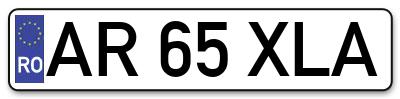 Placuta inmatriculare numar auto  AR-65-XLA, AR 65 XLA, AR65XLA